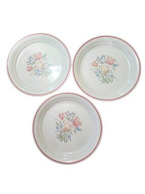 3 Corelle French Garden Luncheon Plate 8.5" vintage flower Corning USA 1980s